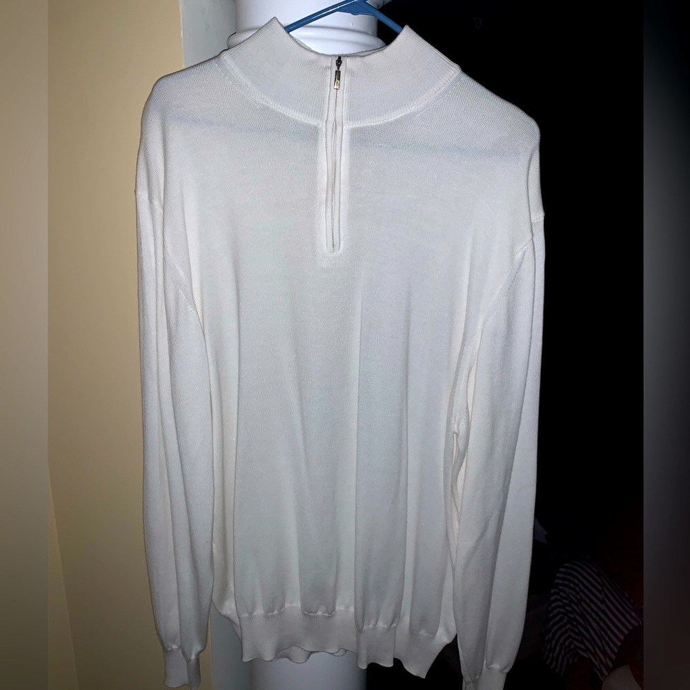 Brand New With Tags Mens White Quarter Zip Sweater